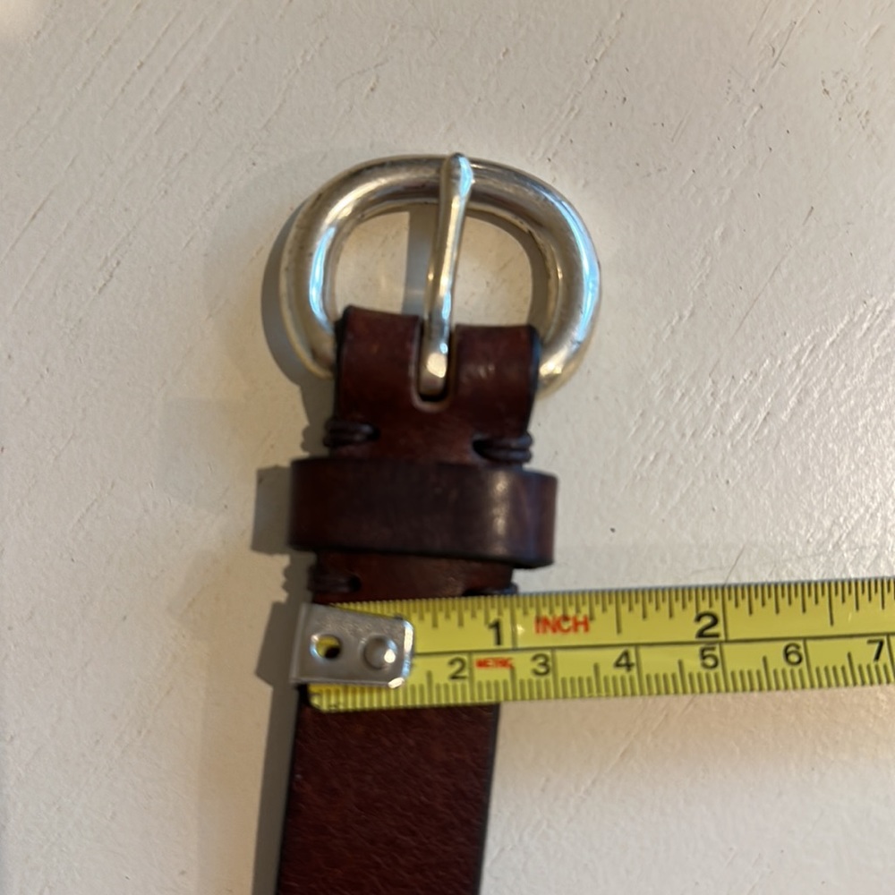 BROWN BELT WITH SOLID BRASS BUCKLE SZ 34 - Picture 5 of 5